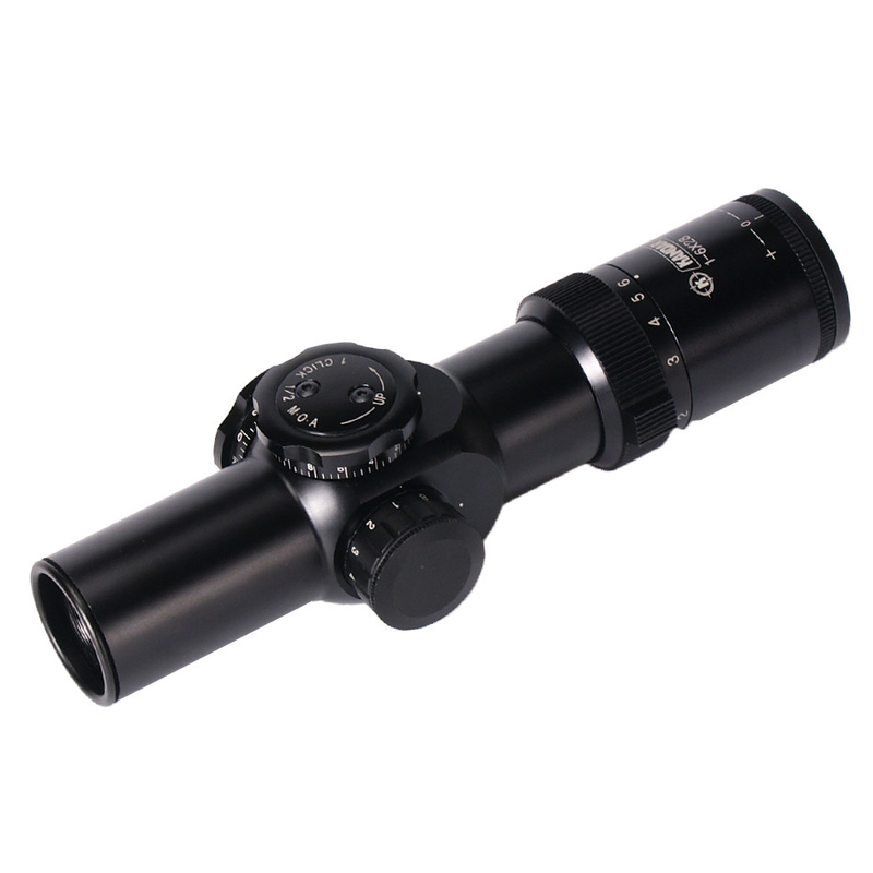 1-6x28 IRF 変形光学 FFP レティクル BDC のタイプとパララックス設定の範囲 100YDS